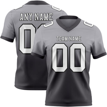 Custom Gray White Steel Gray-Black Mesh Authentic Fade Fashion Football Jersey