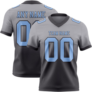 Custom Gray Light Blue-Steel Gray Mesh Authentic Fade Fashion Football Jersey