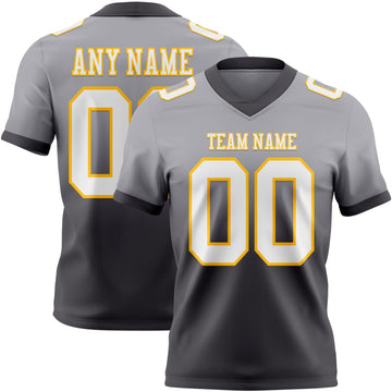 Custom Gray White Steel Gray-Gold Mesh Authentic Fade Fashion Football Jersey
