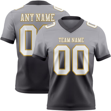 Custom Gray White Steel Gray-Old Gold Mesh Authentic Fade Fashion Football Jersey