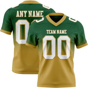Custom Green White-Old Gold Mesh Authentic Fade Fashion Football Jersey