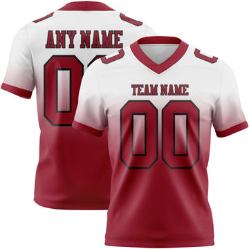 Custom White Cardinal-Black Mesh Authentic Fade Fashion Football Jersey