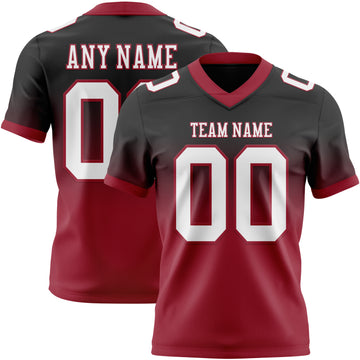 Custom Black White-Cardinal Mesh Authentic Fade Fashion Football Jersey