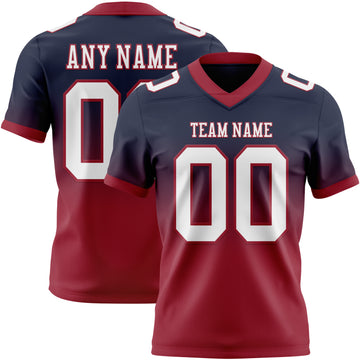 Custom Navy White-Cardinal Mesh Authentic Fade Fashion Football Jersey