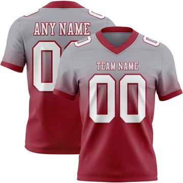 Custom Gray White-Cardinal Mesh Authentic Fade Fashion Football Jersey