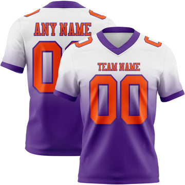 Custom White Orange-Purple Mesh Authentic Fade Fashion Football Jersey
