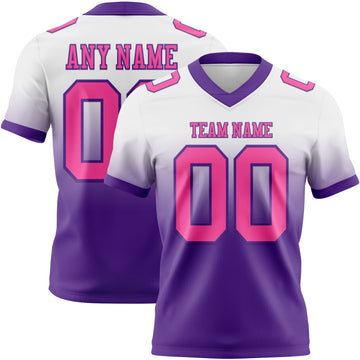 Custom White Pink-Purple Mesh Authentic Fade Fashion Football Jersey