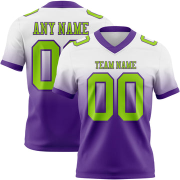 Custom White Neon Green-Purple Mesh Authentic Fade Fashion Football Jersey