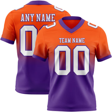 Custom Orange White-Purple Mesh Authentic Fade Fashion Football Jersey
