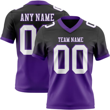 Custom Black White-Purple Mesh Authentic Fade Fashion Football Jersey