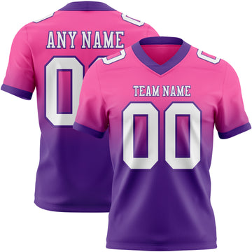 Custom Pink White-Purple Mesh Authentic Fade Fashion Football Jersey