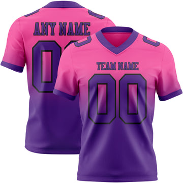 Custom Pink Purple-Black Mesh Authentic Fade Fashion Football Jersey