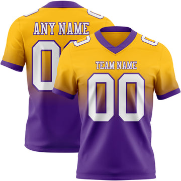Custom Gold White-Purple Mesh Authentic Fade Fashion Football Jersey