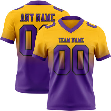Custom Gold Purple-Black Mesh Authentic Fade Fashion Football Jersey