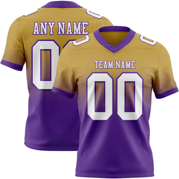 Custom Old Gold White-Purple Mesh Authentic Fade Fashion Football Jersey