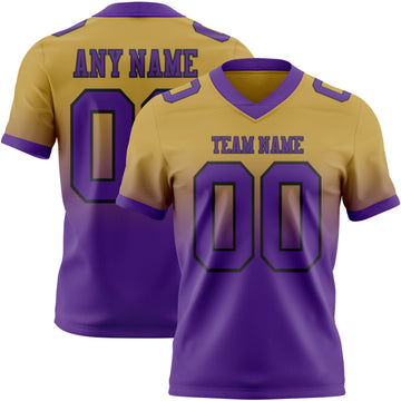 Custom Old Gold Purple-Black Mesh Authentic Fade Fashion Football Jersey
