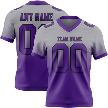 Custom Gray Purple-Black Mesh Authentic Fade Fashion Football Jersey