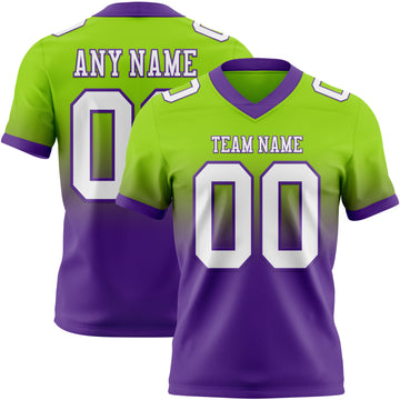 Custom Neon Green White-Purple Mesh Authentic Fade Fashion Football Jersey
