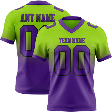 Custom Neon Green Purple-Black Mesh Authentic Fade Fashion Football Jersey