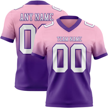 Custom Light Pink White-Purple Mesh Authentic Fade Fashion Football Jersey