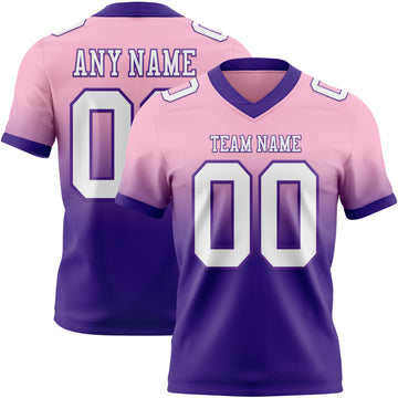 Custom Light Pink White-Purple Authentic Fade Fashion Football Jersey