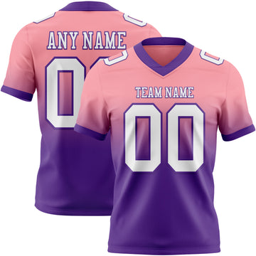 Custom Medium Pink White-Purple Mesh Authentic Fade Fashion Football Jersey