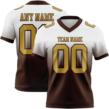 Custom White Old Gold-Brown Mesh Authentic Fade Fashion Football Jersey