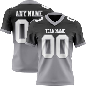 Custom Black White-Gray Mesh Authentic Fade Fashion Football Jersey