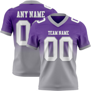 Custom Purple White-Gray Mesh Authentic Fade Fashion Football Jersey