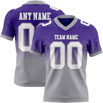 Custom Purple White-Gray Authentic Fade Fashion Football Jersey