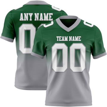 Custom Green White-Gray Mesh Authentic Fade Fashion Football Jersey