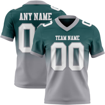 Custom Midnight Green White-Gray Mesh Authentic Fade Fashion Football Jersey