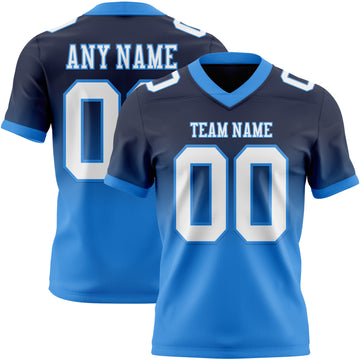 Custom Navy White-Powder Blue Mesh Authentic Fade Fashion Football Jersey