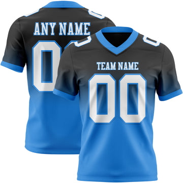 Custom Black White-Powder Blue Mesh Authentic Fade Fashion Football Jersey