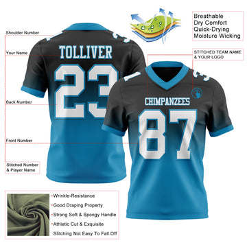 Custom Black White-Panther Blue Mesh Authentic Fade Fashion Football Jersey