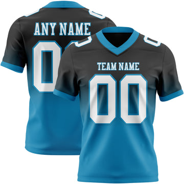 Custom Black White-Panther Blue Mesh Authentic Fade Fashion Football Jersey
