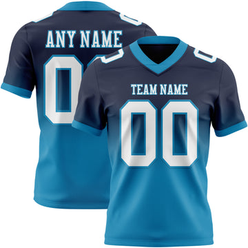 Custom Navy White-Panther Blue Mesh Authentic Fade Fashion Football Jersey