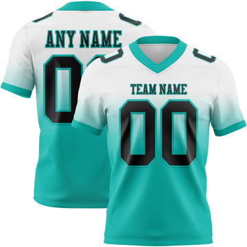 Custom White Black-Aqua Mesh Authentic Fade Fashion Football Jersey