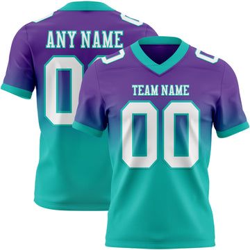 Custom Purple White-Aqua Mesh Authentic Fade Fashion Football Jersey