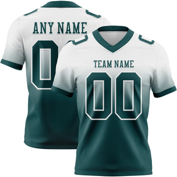 Custom White Midnight Green Mesh Authentic Fade Fashion Football Jersey