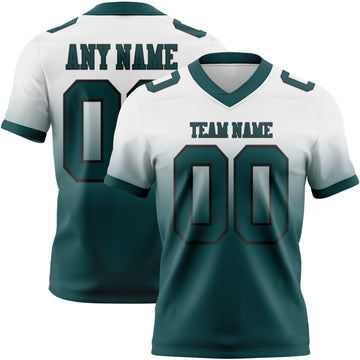 Custom White Midnight Green-Black Mesh Authentic Fade Fashion Football Jersey