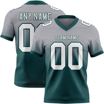 Custom Gray White-Midnight Green Mesh Authentic Fade Fashion Football Jersey