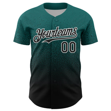 Custom Teal Black-White Fade Fashion Speckle Authentic Baseball Jersey