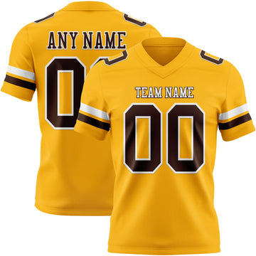 Custom Gold Brown-White Authentic Football Jersey