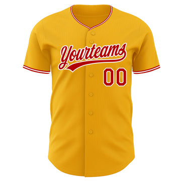 Custom Gold Red-White Authentic Baseball Jersey