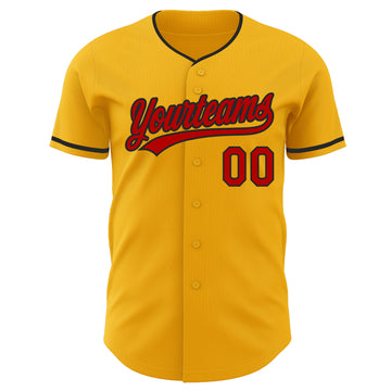 Custom Gold Red-Black Authentic Baseball Jersey