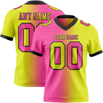 Custom Neon Yellow Pink-Black Authentic Gradient Fashion Football Jersey