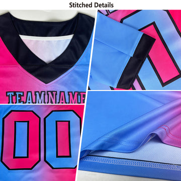 Custom Neon Green Pink-Black Mesh Authentic Gradient Fashion Scratch Football Jersey
