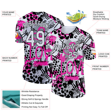 Custom Graffiti Pattern White-Black 3D Performance T-Shirt