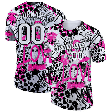 Custom Graffiti Pattern White-Black 3D Performance T-Shirt